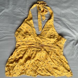 Yellow Floral Halter Top